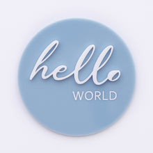 Load image into Gallery viewer, Ollie and Echo | Hello World Announcement Disc Blue