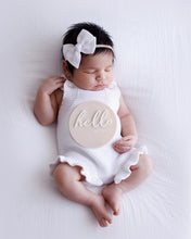 Load image into Gallery viewer, Ollie and Echo | Hello World Announcement Disc Beige