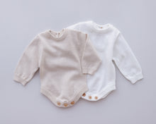 Load image into Gallery viewer, Ollie and Echo | Knitted Beige Romper