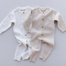 Load image into Gallery viewer, Ollie and Echo | Knitted Beige Romper