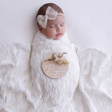 Load image into Gallery viewer, Ollie and Echo | Knitted White Baby Photography Blanket