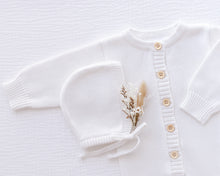Load image into Gallery viewer, Ollie and Echo | White Knitted Baby Romper