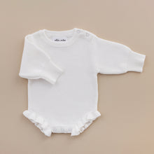 Load image into Gallery viewer, Ollie and Echo | Knitted Ruffle Frill  Newborn Baby Romper
