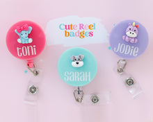 Load image into Gallery viewer, Cute Personalized Name Badge Reel - Custom Nurse Gift with Retractable Clip, Badge Holder for Lanyard
