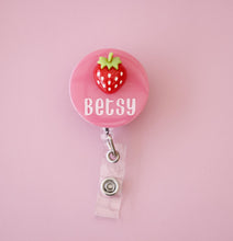 Load image into Gallery viewer, Personalised Nurse Badge Reel - Personalized Retractable ID Holder with Strawberry Charm
