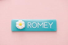 Load image into Gallery viewer, Work Name Badge with Flower Charm, Nurse Name Badge, Name Badge for Work, Personalised Name Badge, Acrylic Name Badge
