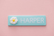 Load image into Gallery viewer, Work Name Badge with Flower Charm, Nurse Name Badge, Name Badge for Work, Personalised Name Badge, Acrylic Name Badge
