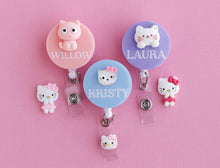 Load image into Gallery viewer, Personalised Nurse Badge Reel with Kitty Charm
