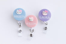 Load image into Gallery viewer, Personalised Nurse Badge Reel with Kitty Charm
