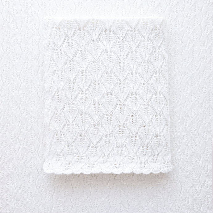 Ollie and Echo | Knitted White Baby Photography Blanket