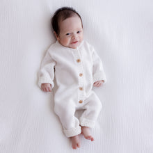 Load image into Gallery viewer, Ollie and Echo | White Knitted Baby Romper
