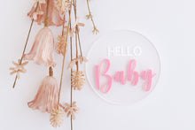 Load image into Gallery viewer, Ollie and Echo |  Hello Baby Announcement Plaque Pink
