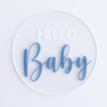 Load image into Gallery viewer, Ollie and Echo |  Hello Baby Announcement Plaque Blue 
