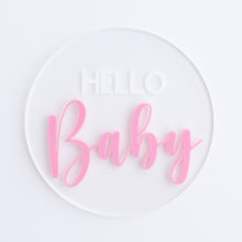 Load image into Gallery viewer, Ollie and Echo |  Hello Baby Announcement Plaque Pink
