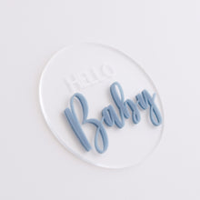 Load image into Gallery viewer, Ollie and Echo |  Hello Baby Announcement Plaque Blue
