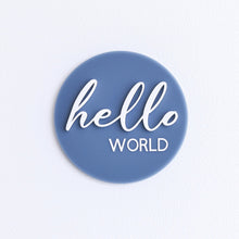 Load image into Gallery viewer, Ollie and Echo | Hello World Announcement Disc Blue
