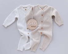 Load image into Gallery viewer, Ollie and Echo | Knitted Beige Romper
