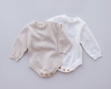 Load image into Gallery viewer, Ollie and Echo | Knitted Beige Romper
