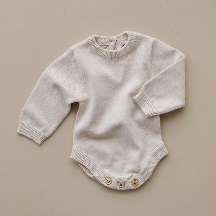 Ollie and Echo | Knitted Beige Romper