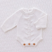 Load image into Gallery viewer, Ollie and Echo | Knitted Leaf Romper White
